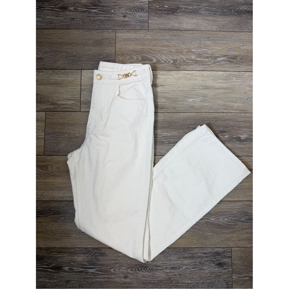 H&M Cream High-Rise Boot Cut Jeans Sz 4